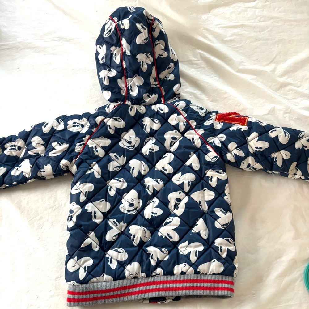 Disney Mickey Mouse Puffer Jacket Navy White sees SZ 3T NWOT - Picture 4 of 15